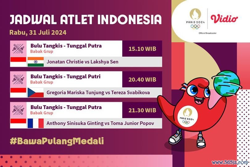 Jadwal Siaran Langsung Tim Indonesia Olimpiade Paris 2024 di Vidio Hari Ini